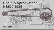 [사전 예약] DE12110 1/12 NS500 1984 Chain & Sprocket set (Tamiya)