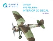 [사전 예약] QD72267 1/72 PZL P.11c 3D-Printed & coloured Interior on decal paper (IBG)
