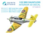 [사전 예약] QD32275 1/32 SBD Dauntless Family Rear Cockpit 3D-Printed & coloured Interior on decal paper (Trumpeter)