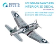 [사전 예약] QD32279 1/32 SBD-3/SBD-4 Dauntless Pilot's Cockpit 3D-Printed & coloured Interior on decal paper (Trumpeter)