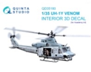 [사전 예약] QD35180 1/35 UH-1Y 3D-Printed & coloured Interior on decal paper (Academy)