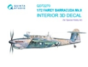 [사전 예약] QD72270 1/72 Fairey Barracuda Mk.I 3D-Printed & coloured Interior on decal paper (Special Hobby)