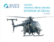 [사전 예약] QD48695 1/48 AH-6J/MH-6J Little Bird 3D-Printed & coloured Interior on decal paper (ICM)