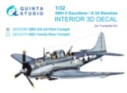 [사전 예약] QD32296 1/32 SBD-5 Dauntless/A-24B Banshee. Pilot's Cockpit 3D-Printed & coloured Interior on decal paper (Trumpeter)
