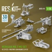 [사전 예약] AV35-0018 1/35 Merkava Mk.3 MG set, V2 (3 pcs) + machine gun mounts (3 pcs) for Meng/HobbyBoss kit (3D Printed) (1/35) 1/35
