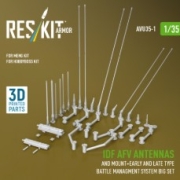 [사전 예약] AVU35-0001 1/35 IDF AFV antenna's and mount+early and late type battle managment system big set (3D Printed) (1/35) 1/35