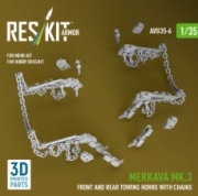 [사전 예약] AVU35-0006 1/35 Merkava Mk.3 front and rear towing horns with chains for Meng/Hobby Boss kit (3D Printed) (1/35) 1/35