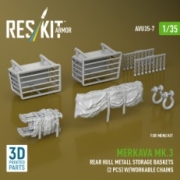[사전 예약] AVU35-0007 1/35 Merkava Mk.3 rear hull metall storage baskets (2 pcs) w/workable chains for Meng kit (3D Printed) (1/35) 1/35