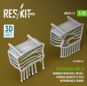 [사전 예약] AVU35-0013 1/35 Merkava Mk.3 damaged rear hull metall storage baskets (2 pcs) w/workable chains for Meng kit (3D Printed) (1/35) 1/35