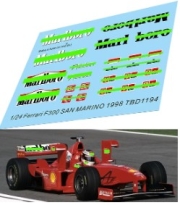[사전 예약] TBD1194 1/24 Decals For Ferrari F300 Schumacher 1998 SAN MARINO Decal TBD1194