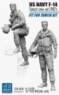 [사전 예약] R08-48 1/48 1980's USN/ U.S. NAVY F-14 PILOTS DUO TOMCAT FOR TAMIYAwith decal , unpainted