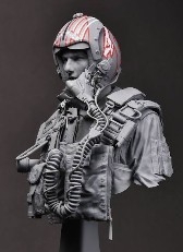 [사전 예약] R19-B09 1/9 Bust 1980's USN U.S. NAVY F-14 PILOT(with optional head) TOMCATwith decal , unpainted
