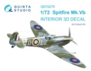 [사전 예약] QD72275 1/72 Spitfire Mk.Vb 3D-Printed & coloured Interior on decal paper (Eduard)