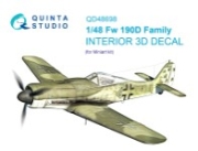 [사전 예약] QD48698 1/48 Fw 190D family 3D-Printed & coloured Interior on decal paper (Miniart)