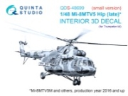[사전 예약] QDS-48699 1/48 Mi-8MTV5 (late) 3D-Printed & coloured Interior on decal paper (Trumpeter) (Small version)