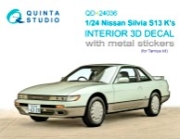 [사전 예약] QD+24036 1/24 Nissan Silvia S13 K-s 3D-Printed & coloured Interior on decal paper (Tamiya) (with metal sticker parts)