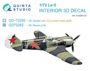 [사전 예약] QD72282 1/72 La-5 3D-Printed & coloured Interior on decal paper (Zvezda)