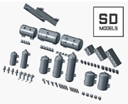 [사전 예약] SD-X02 1/24 Racing Parts Set A [Fire Extinguishers / ECU sets / Dashboard Switches / Seat Rails]3D-Printed