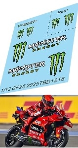 [사전 예약] TBD1216 1/12 Decals for Ducati Desmosedici GP25 2025 Missing sponsor TB Decal TBD1216