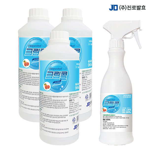 진로발효 살균소독59% 크린콜1L 3개+450ml 1개