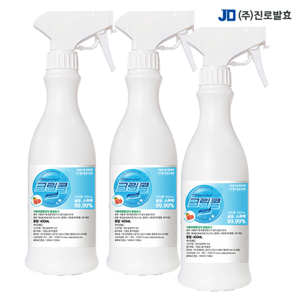진로발효 살균소독제 59% 에탄올 크린콜450ml 3개