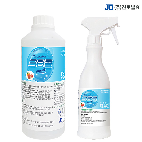 진로발효 살균소독제 59% 에탄올 크린콜450ml 1개+크린콜 1L 1개