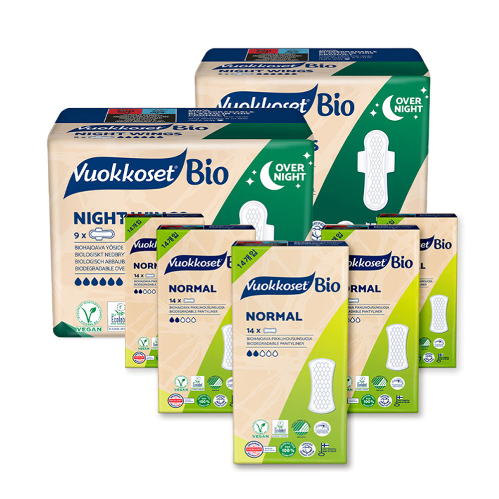 뷰코셋 7팩 혼합 SET 나이트윙 2+ 노말 팬티라이너 5 유기농생리대