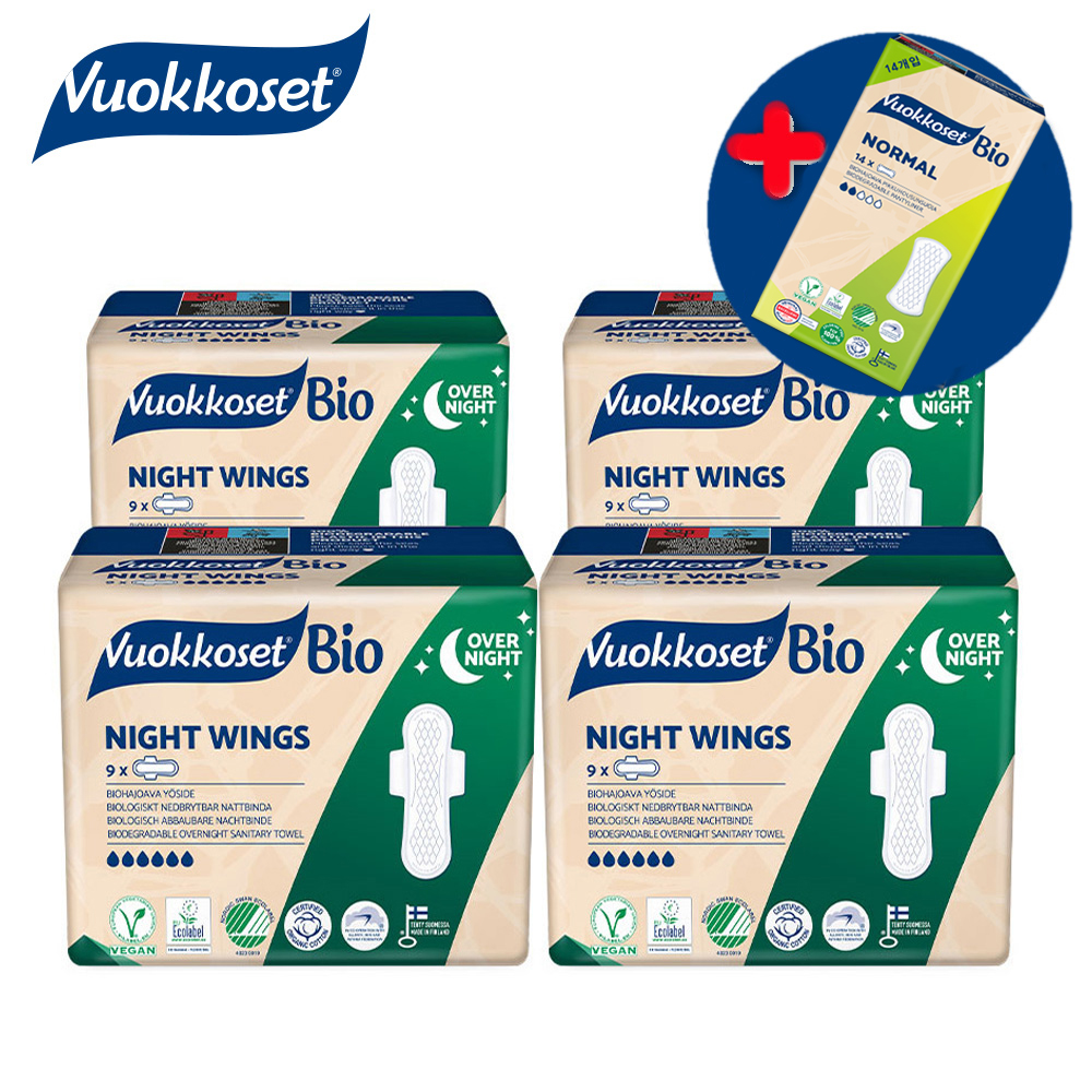 [정품]뷰코셋 유기농 생리대 나이트윙 4팩 + 팬티라이너 1팩 증정