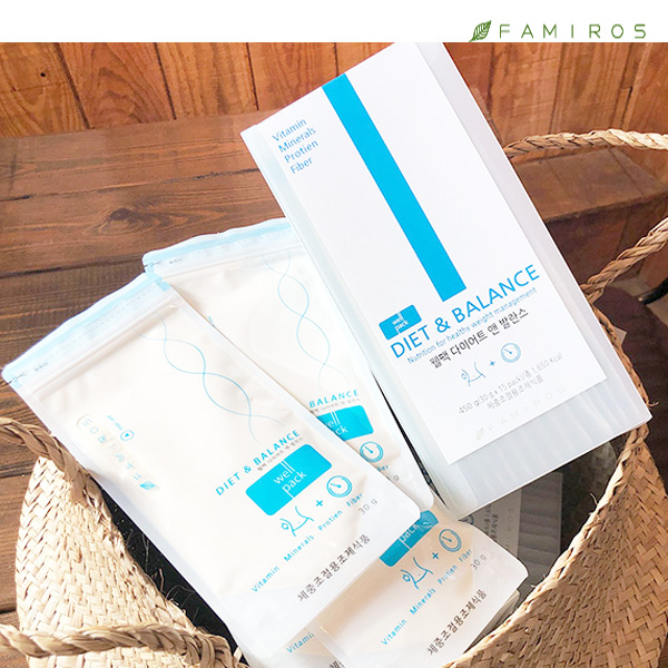 패미로스 웰팩 다이어트 앤 발란스 30g x 15포 체중조절 식품 식사대용 대두단백 가르시니아 콜라겐 쉐이크