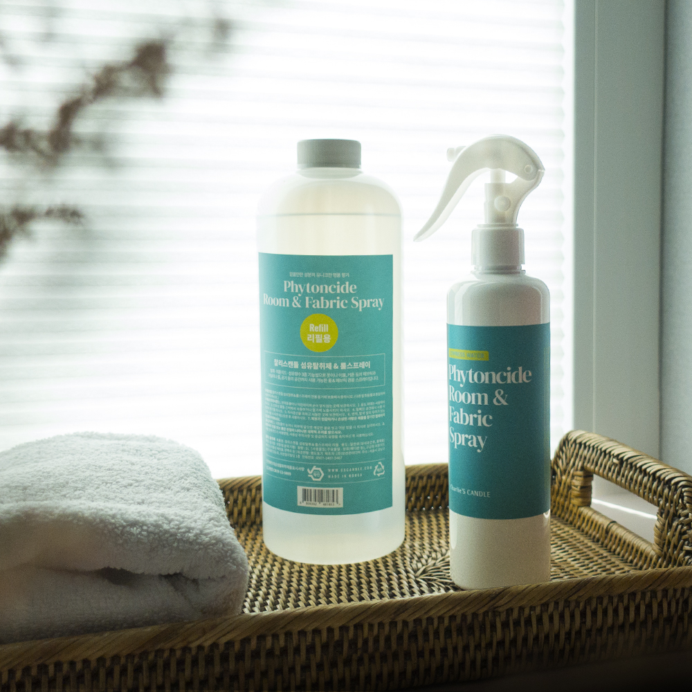 찰리스캔들 룸앤패브릭 스프레이 [300ml+1L리필 세트] 편백수 피톤치드 섬유탈취제