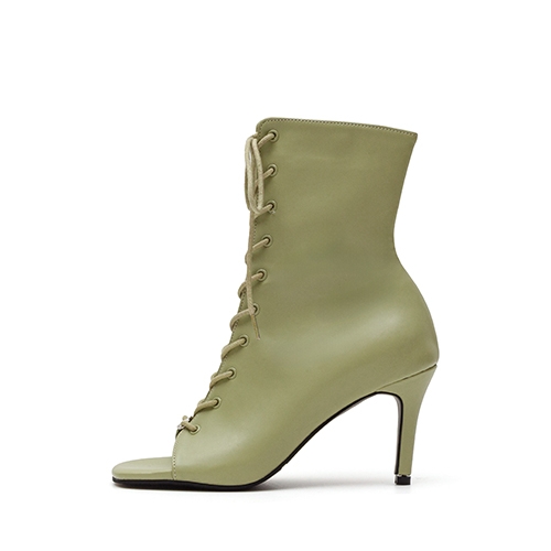 [New Color] 스퀘어 레이스업 오픈토힐(딥그린)