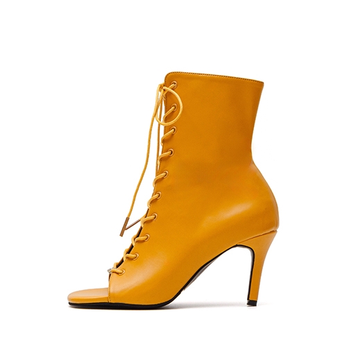 [New Color] 스퀘어 레이스업 오픈토힐(옐로우)