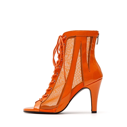 [New Color] SSIMEEZ Vol.2 시스루 페이턴트 콤비 오픈토힐(오렌지)