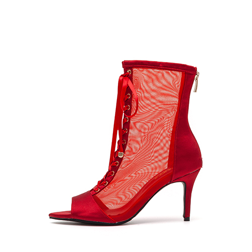 [New Color] 새틴 시스루 오픈토힐(레드)