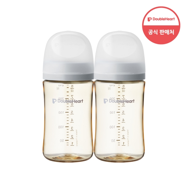 더블하트 모유실감 3세대 PPSU 새벽그레이 240ml 트윈팩