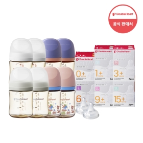 더블하트 모유실감 3세대 PPSU 160/240ml 트윈팩+모유실감 젖꼭지 2입(SS~3L)