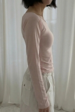 래글런 브이넥 슬림 티셔츠