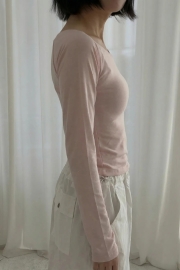래글런 브이넥 슬림 티셔츠