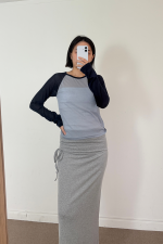 시스루 배색 나그랑 레글런 롱슬리브 티셔츠