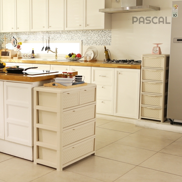 파스칼 서랍장 라탄 슬림 와이드 수납장 3단 4단 5단