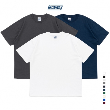 비캔버스 오버핏 18수 무지티 반팔 티셔츠 단체티 학생 교복