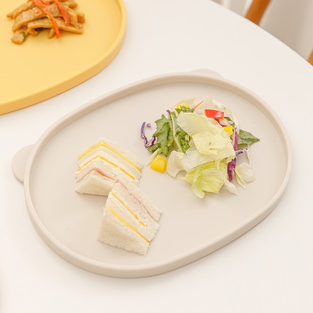 에디슨 스스로 흡착 식판 플레이트 아기 자기주도 이유식준비물 접시 뚜껑 실리콘 PP