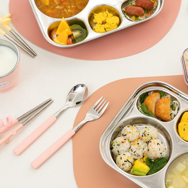 에디슨 2단계 오른손 스텐 젓가락 스푼 포크 케이스 세트 유아 어린이 교정젓가락