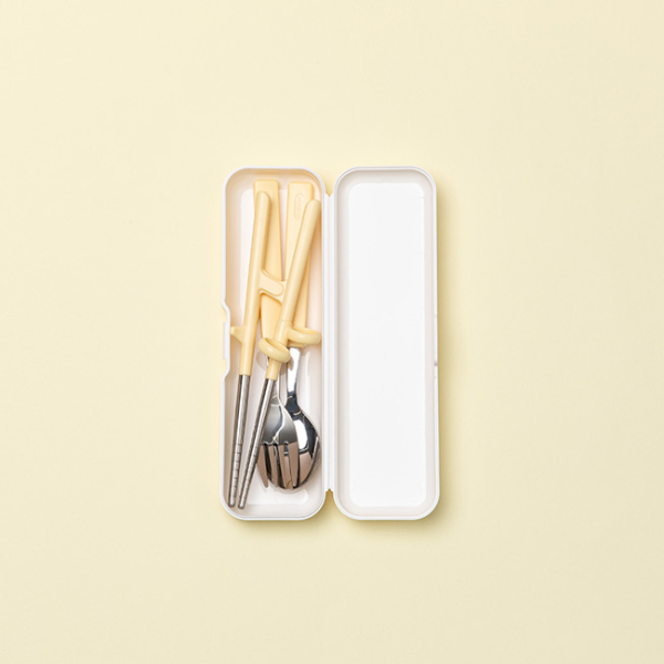 에디슨 2단계 오른손 스텐 젓가락 스푼 포크 케이스 세트 유아 어린이 교정젓가락