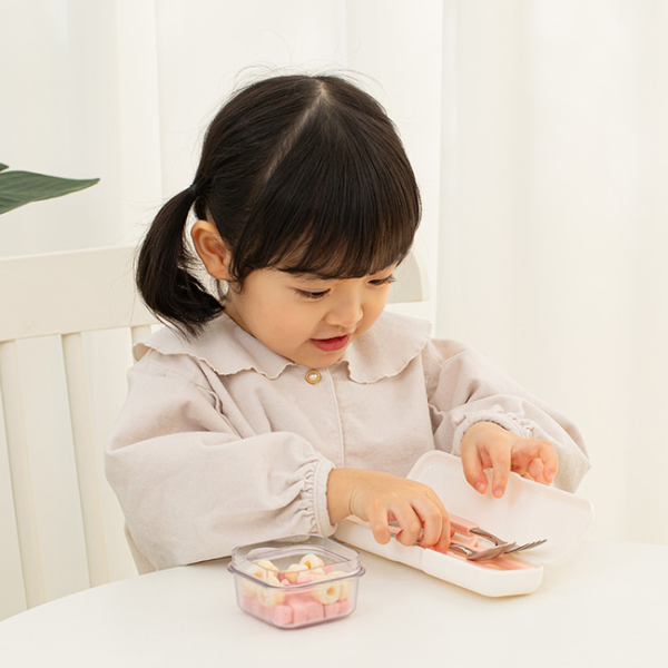 에디슨 2단계 오른손 스텐 젓가락 스푼 포크 케이스 세트 유아 어린이 교정젓가락