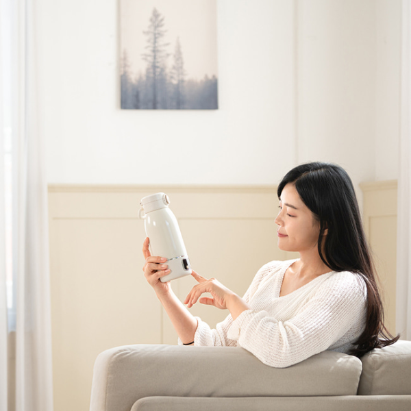 에디슨 휴대용 무선 원터치 가열 분유 보온병 여행용 외출용 분유포트 500ml
