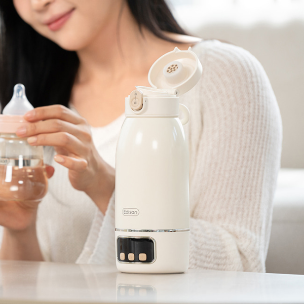 에디슨 휴대용 무선 원터치 가열 분유 보온병 여행용 외출용 분유포트 500ml
