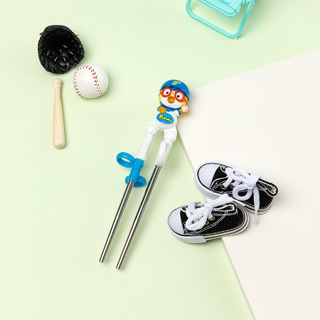 에디슨 야구 뽀로로 스텐 1단계 연습 교정 젓가락 오른손 유아식기