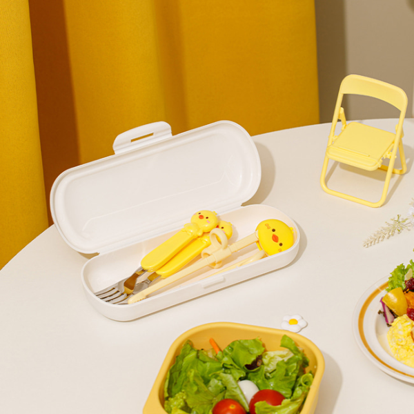 에디슨 프렌즈 아이맞춤 4종 세트 젓가락 스텐 스푼포크 오른손 교정젓가락 케이스 세트