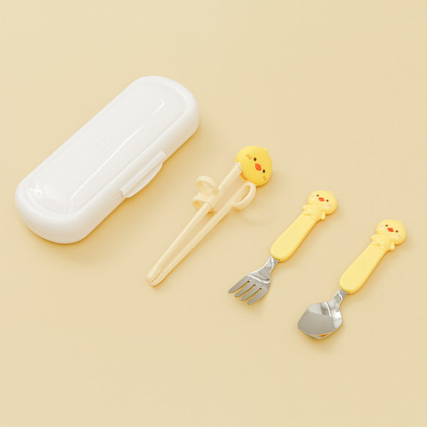에디슨 프렌즈 아이맞춤 4종 세트 젓가락 스텐 스푼포크 오른손 교정젓가락 케이스 세트